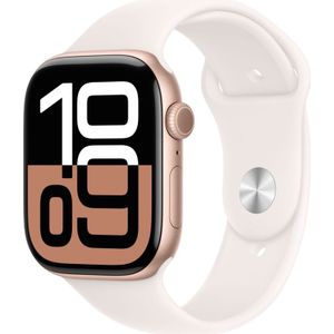 Apple Watch Series 10 - Wifi - 46mm - Rose Gouden Aluminium Case met Light Blush Sportbandje - S/M