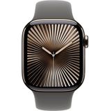 Apple Watch Series 10 (GPS + Cellular 42 mm) Smartwatch mit Titangehäuse in Natur und Sportarmband in Steingrau (M/L). Fitnesstracker, EKG App, Always-On Retina Display, Wasserschutz
