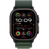 Apple - Watch Ultra 2 - Smartwatch - Donkergroen Alpine-bandje - Robuuste Kast van Zwart Titanium