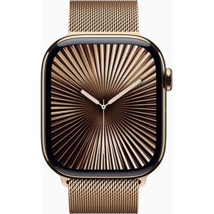 Apple Watch Series 10 Wifi + 4G 46mm Gouden Titanium Case met Gouden Milanese band