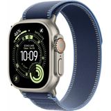 Apple - Watch Ultra 3 - Smartwatch - 49mm - Natural Titanium Case - Blue/Bright Blue Trail Loop M/L