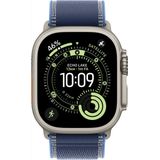 Apple - Watch Ultra 3 - Smartwatch - 49mm - Natural Titanium Case - Blue/Bright Blue Trail Loop M/L