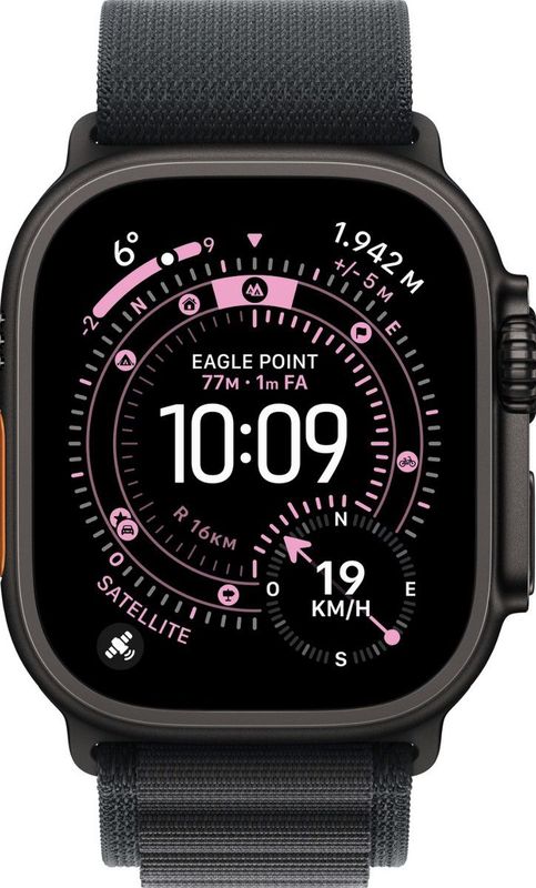 Apple - Watch Ultra 3 - Smartwatch - 49mm - Zwart Titanium Behuizing - Zwart Alpine Loop Large