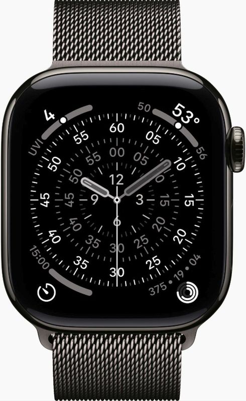 Apple Watch Series 11 - Slate - GPS + Cellular - 46mm Titanium Behuizing - Milanese Loop M/L
