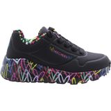 Skechers Sneakers UNO LITE-LOVELY LUV - Zwart/Multicolour - Veterschoenen met Bedrukte Zool