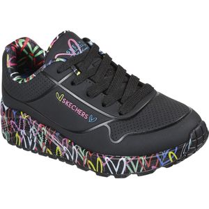 Skechers Uno Lite Meisjes Sneakers - Zwart Multicolour