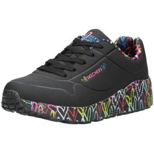 Skechers Uno Lite Mooie Luv meisjes Sneaker, Zwarte Synthetische Multi Trim, 35 EU