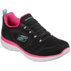 Skechers Perfect Views Sneaker voor dames, zwart mesh, felroze rand, 36 EU