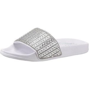 Skechers Vrouwen Pop Ups Sandaal, Witte Canvas Strass Trim, 37 EU