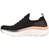 Skechers Dames D'lux Walker Let It Glow Sneaker, Zwart gebreide rosé gouden rand, 41 EU