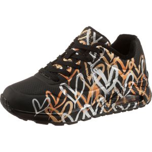 Skechers - Uno - Sneakers - Zwart - Kunstleer - Hartjesmotief