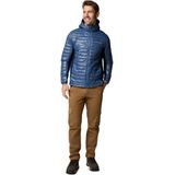 Columbia Men's Powder Pass Hybrid Hooded Jacket, Hooded Puffer Jacket, Dark Mountain/Collegiate Navy, M