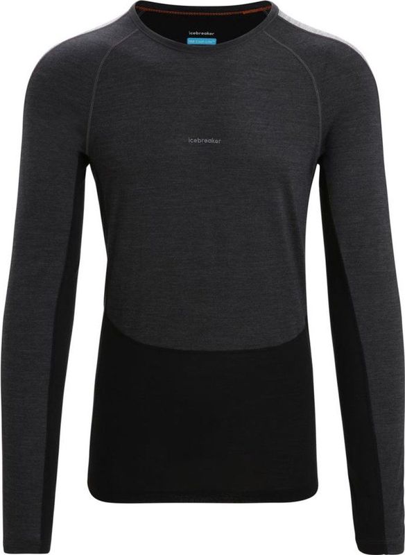 Icebreaker 125 ZoneKnit LS Crewe Heren Thermoshirt Jet Heather Black