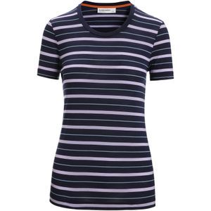 Icebreaker - Merino 125 Cool Lite Wave Stripe T-shirt - Korte Mouwen - Zwart - Wol