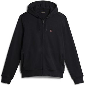 Napapijri, Sweatshirts & Hoodies, Heren, Zwart, M, Katoen, Zwarte Hooded Katoenen Sweatshirt met Borduurwerk