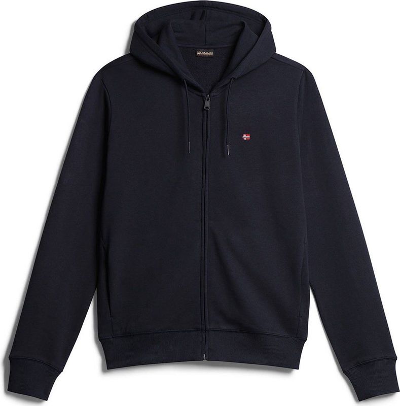 Napapijri - Hoodie - Blauw - Katoen - Met Borduursel