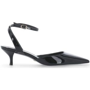 Stuart Weitzman, Barelythere 50 Pump - Moderne Kitten Heels met Zichtbare Zijkanten Zwart, Dames, Maat:36 EU