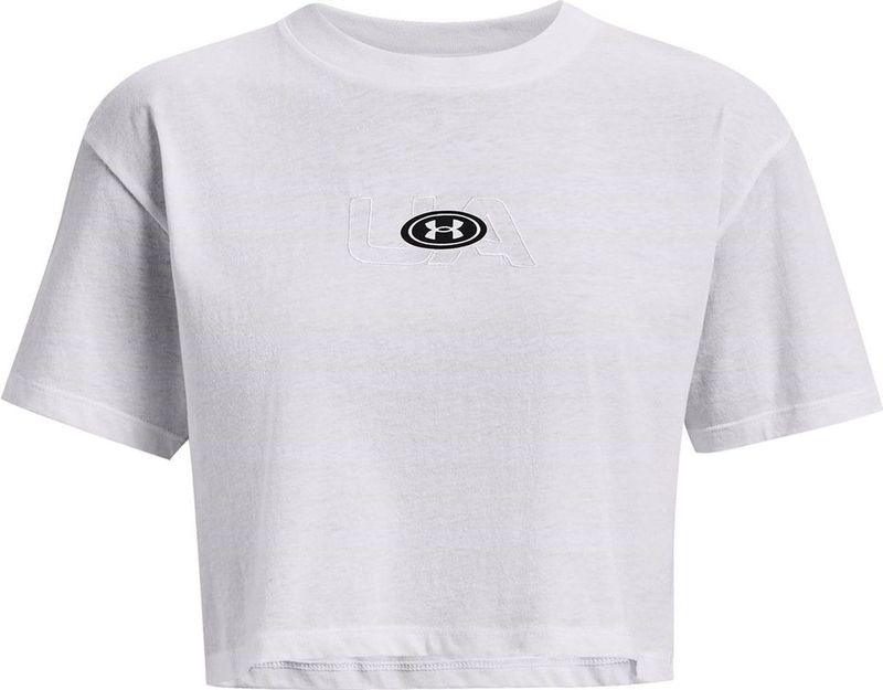 Under Armour Branded Logo Crop T-shirt Met Korte Mouwen Wit L Vrouw