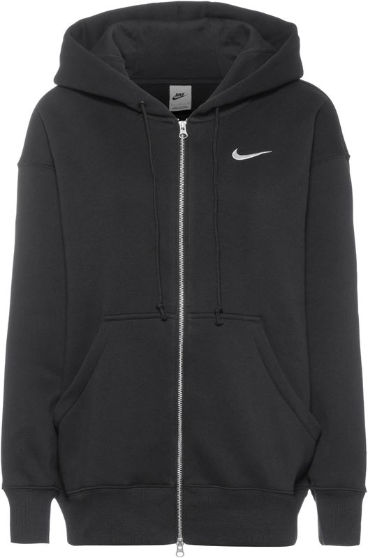 Nike Phoenix Fleece Oversized fleecehoodie met rits over de hele lengte voor dames - Zwart