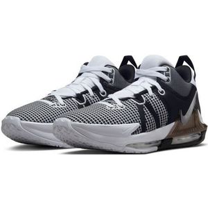 NIKE Lebron Witness VII Basketbalschoenen voor heren, DM1123 sneakers schoenen (UK 6,5 US 7.5 EU 40,5, wit metallic zilver zwart 100), Zwart, 40.5 EU