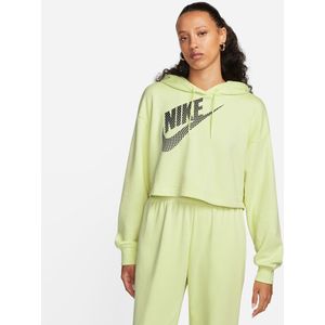 NIKE - Cropped Hoodie - Fluo Groen - Katoen