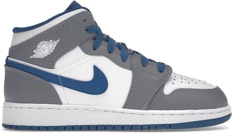 Jordan - 1 Mid - Sneakers - True Blue Cement - Leer