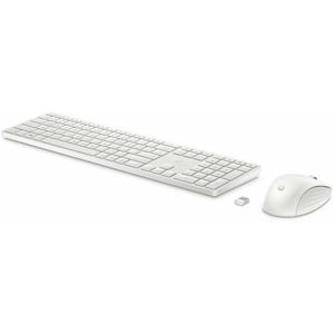 HP 650 Combo draadloos toetsenbord en muis (USB-A, 2,4 GHz, 20 programmeerbare toetsen, USB-ontvanger, 4 LED's, batterij met lange levensduur), Spaanse QWERTY, wit