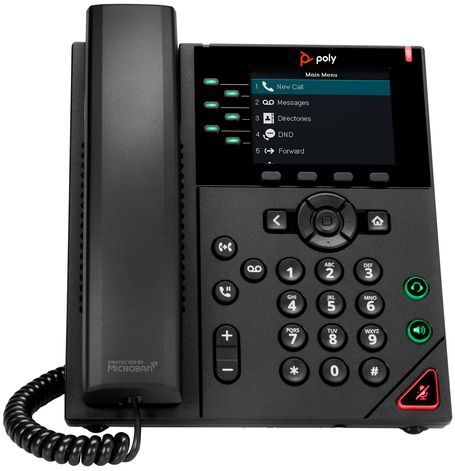 Poly VVX 350 6-Line IP Phone and PoE-enabled IP telefoon Zwart 6 regels LED