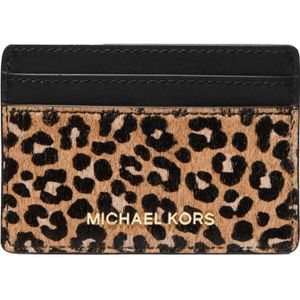 Michael Kors leren pasjeshouder Jet Set met panterprint zwart/bruin