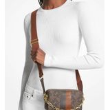 Michael Kors Logo Stripe Double-Zip Camera Bag Dames Schoudertas - Brown Luggage