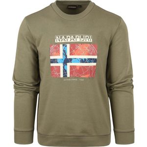 Napapijri - Groene Katoenen Heren Trui - Sweatshirt - Regular Fit