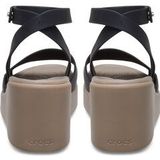 Crocs Brooklyn Ankle Strap Wedge Sandalen Zwart Vrouw