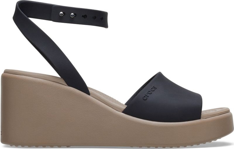 Crocs Brooklyn Ankle Strap Wedge Sandalen Zwart Vrouw