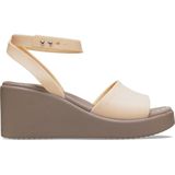 Crocs Brooklyn Ankle Strap Wedge Sandalen Beige Vrouw