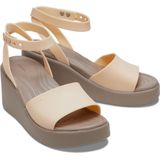 Crocs Brooklyn Ankle Strap Wedge Sandalen Beige Vrouw