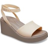 Crocs Brooklyn Ankle Strap Wedge Sandalen Beige Vrouw