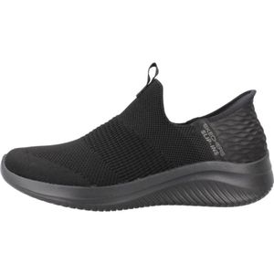Skechers Ultra Flex 3.0-Cozy Streak Sneaker voor dames, Zwarte gebreide rand, 37 EU