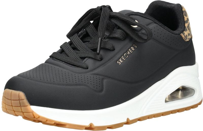 Skechers - UNO-JUNGLE NITE - Veterschoen - Zwart/luipaard - Vrijetijdsschoen met Sleehak