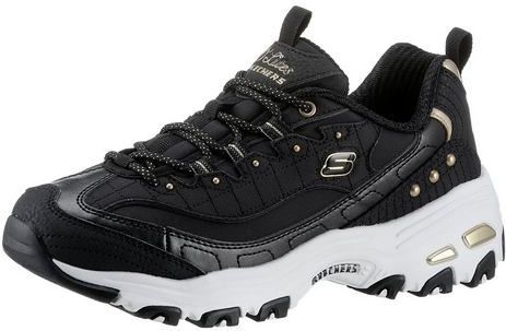 Skechers Damessneakers - Zwart Duraleather met Goudkleurige Rand