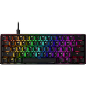 HyperX Alloy Origins 60 Mechanisch gamingtoetsenbord, ultracompacte 60% vormfactor, HyperX Aqua-schakelaar (touch), Double Shot PBT keycaps, RGB led-achtergrondverlichting, zwart