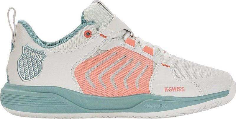 K-SWISS Ultrashot Team - Tennisschoenen - Wit/Nijlblauw/Woestijnbloem - Synthetisch - Lichtgewicht TPU