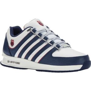 K-Swiss Rinzler Leather - Heren Sneakers Schoenen Leer Wit-Blauw 01235-136-M - Maat EU 42.5 UK 8.5