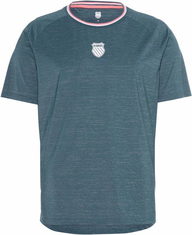 K-Swiss - Hypercourt Tee Melange 3 - Tennisshirt - Wit - Ademend en Sneldrogend