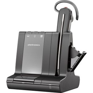 Plantronics DECT Mono-headset 'Savi W8245' convertibel, met basisstation, hoofdband + nekbeugel en oorhaak, SoundGuard en batterijoplaadvak, Skype for Business, zwart