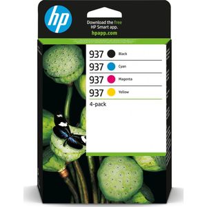 HP 937 4-Pack CMYK(4) Original Ink Cartridge inktcartridge 4 stuk(s) Origineel Normaal rendement Zwart, Cyaan, Magenta, Geel