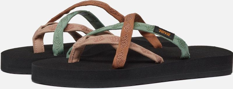 Teva W Olowahu Dames Slippers - Zwart Bruin Groen