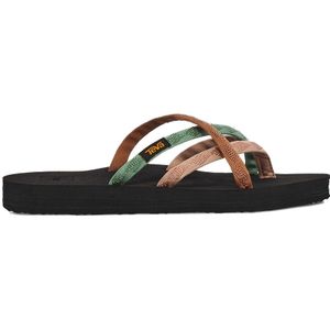 Teva W Olowahu Dames Slippers - Zwart Bruin Groen