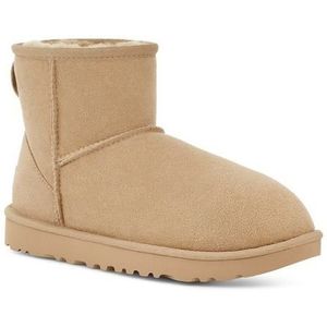 Ugg, Schoenen, Dames, Beige, 41 EU, Beige Leren Enkellaarzen - Classic Mini II