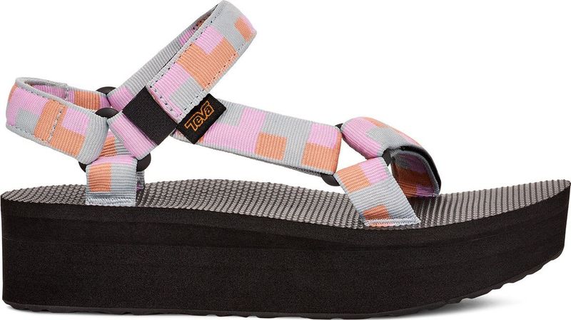 Teva FLATFORM UNIVERSAL - Dames Sandalen - Zwart Roze Oranje