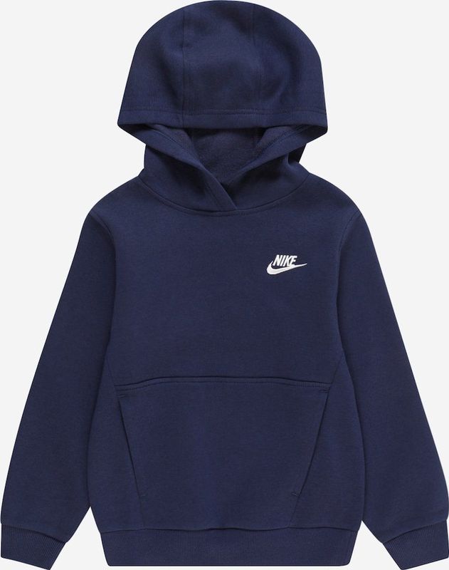 NIKE K NSW CLUB FLC HDY LBR Unisex Sporttrui - Navy - Wit